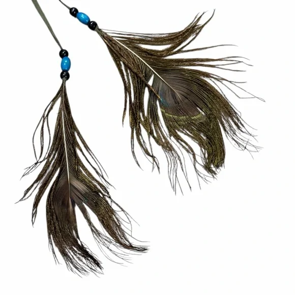 Handmade Sage Green Peacock Feather Hanging Dreamcatcher - Picture 12 of 14